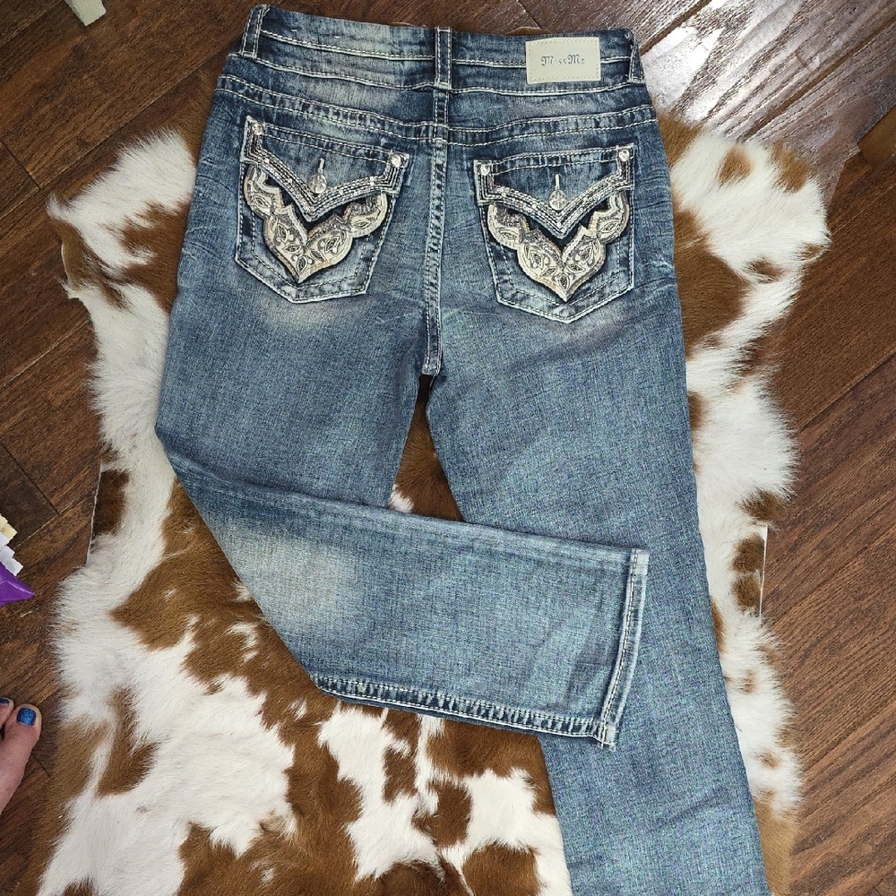 Miss Me Light Blue Cropped Jeans with Embellished Pockets